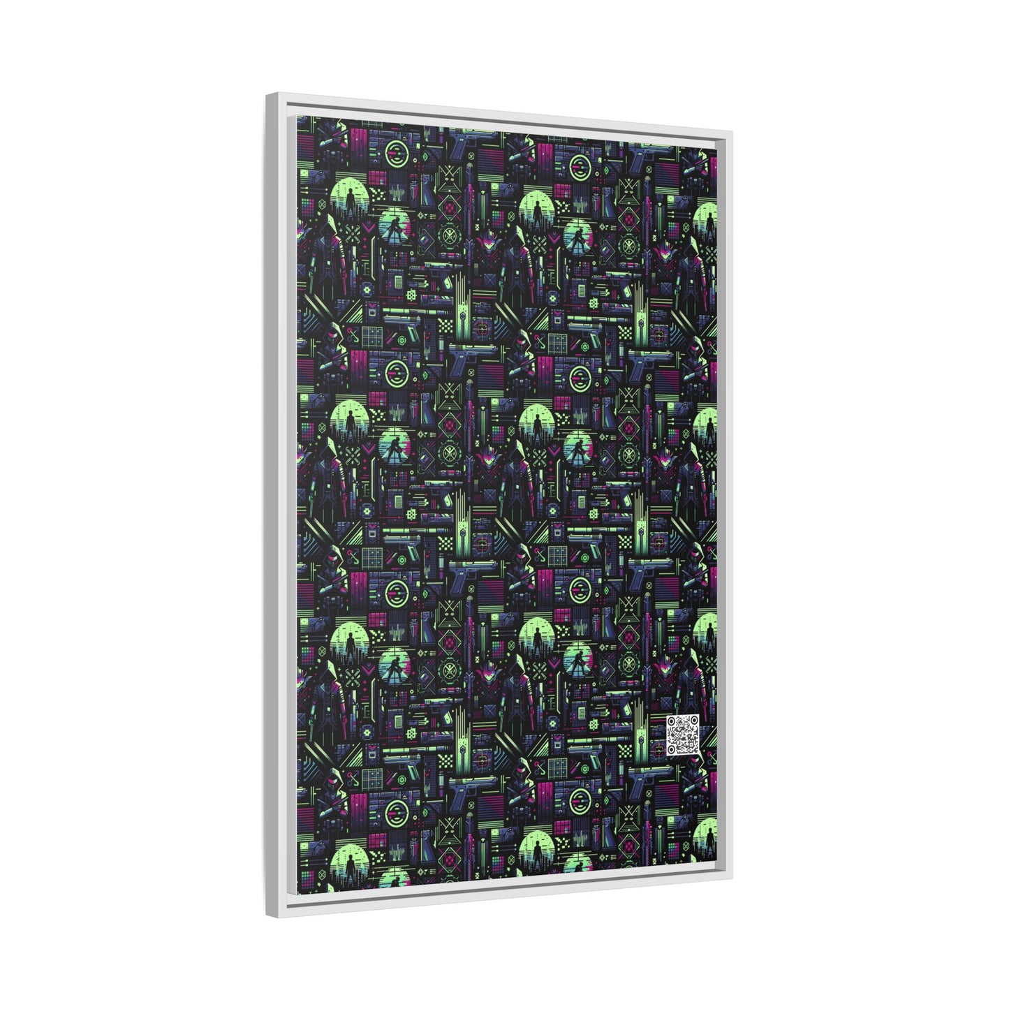 Tech Noir Futuristic Cyberpunk Matte Canvas, Framed (multi-Color) - 8404 Design-63 A