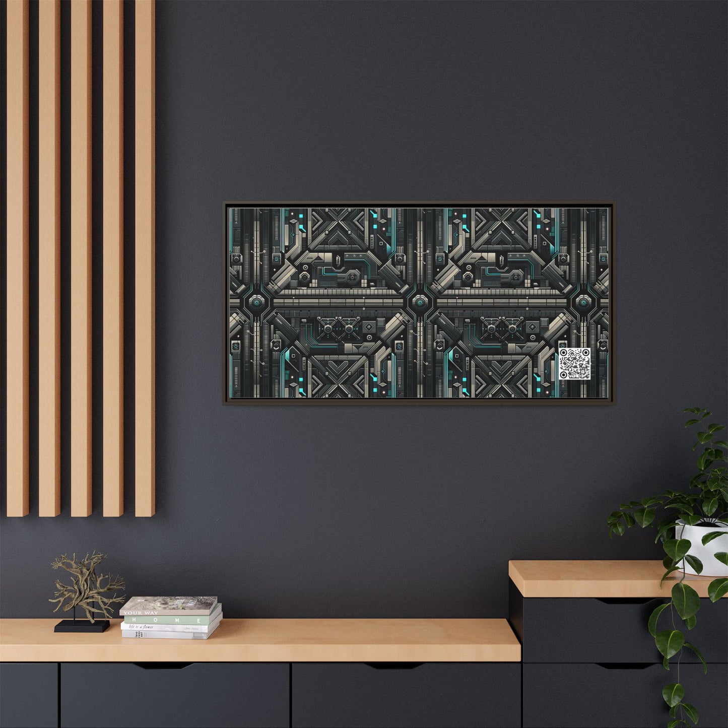 Tech Noir Futuristic Tech Aesthetic with a Dark Twist Matte Canvas, Framed (multi-color) - 8404 Design-59 B