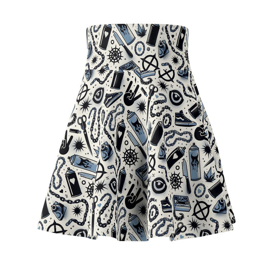 Cultural Rebellion Graphics Edgy and Rebellious With a Hint of Nostalgia Women's Skater Skirt - 8404 Design-57