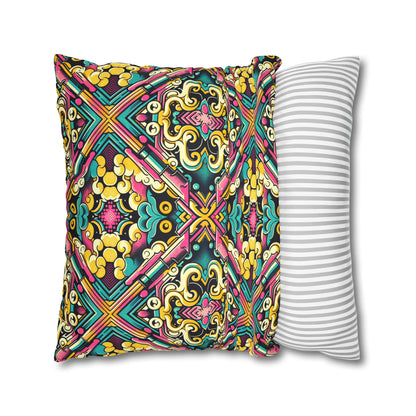 Neon Pop Art Revival Pop Culture Retro Faux Suede Square Pillowcase - 8404 Design-59