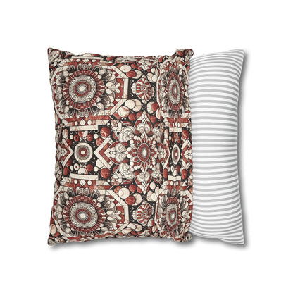 Neo Jomon Sculptural Aesthetics Artisanal Streetwear Faux Suede Square Pillowcase - 8404 Design-55