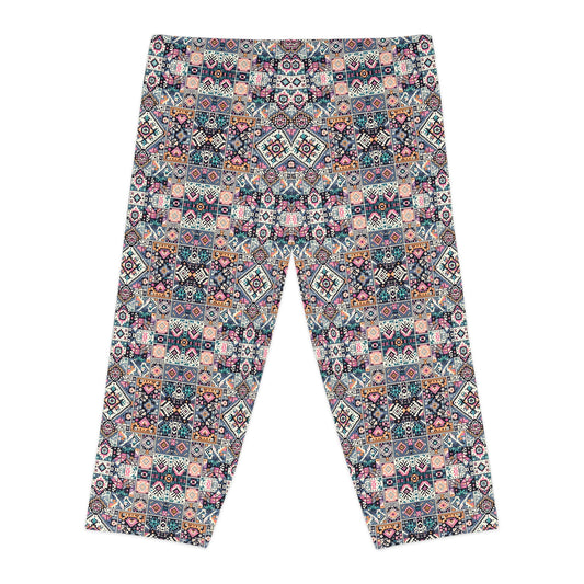 Digital Artisanal Fusion Digital Artisanal Women's Capri Leggings - 8404 Design-65