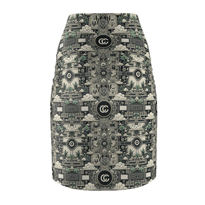 Cyber Garden Party Tech Garden Extravaganza Women's Pencil Skirt - 8404 Design-54