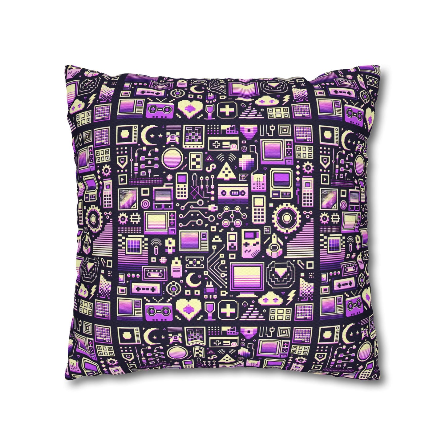 Digital Nostalgia Remix Modern Vintage Fusion Spun Polyester Square Pillowcase - 8404 Design-54