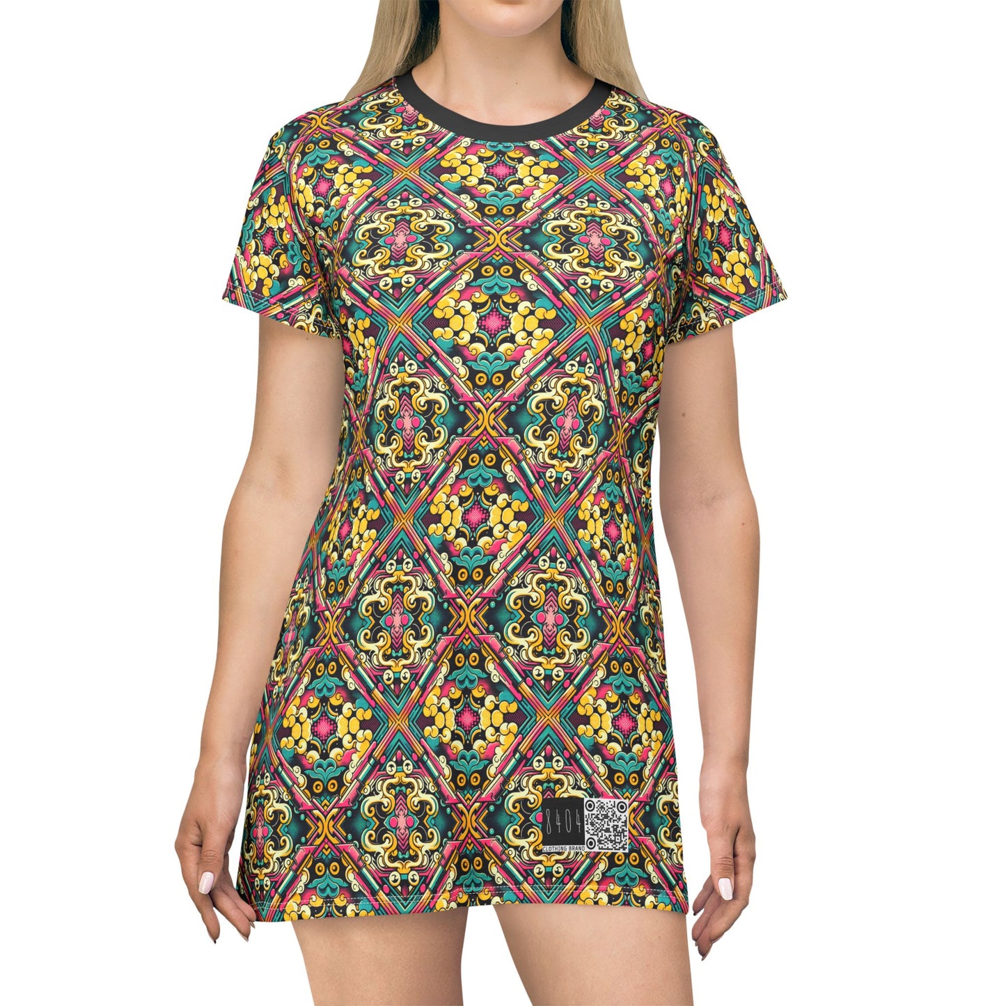 Neon Pop Art Revival Pop Culture Retro T-Shirt Dress - 8404 Design-59
