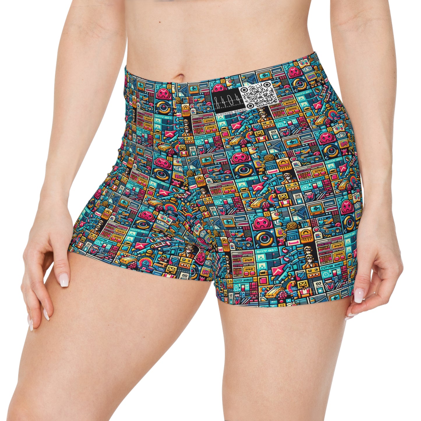 Digital Pop Culture Mashup Maximalist Pop Women's Shorts - 8404 Design-47