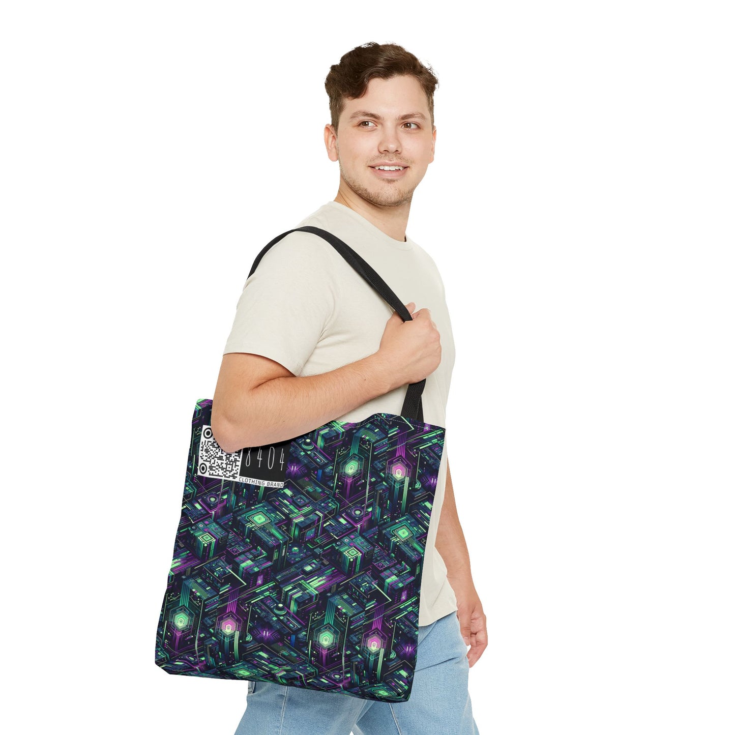 Tech Noir Aesthetics Tech-Forward Urban Dystopia Tote Bag - 8404 Design-43