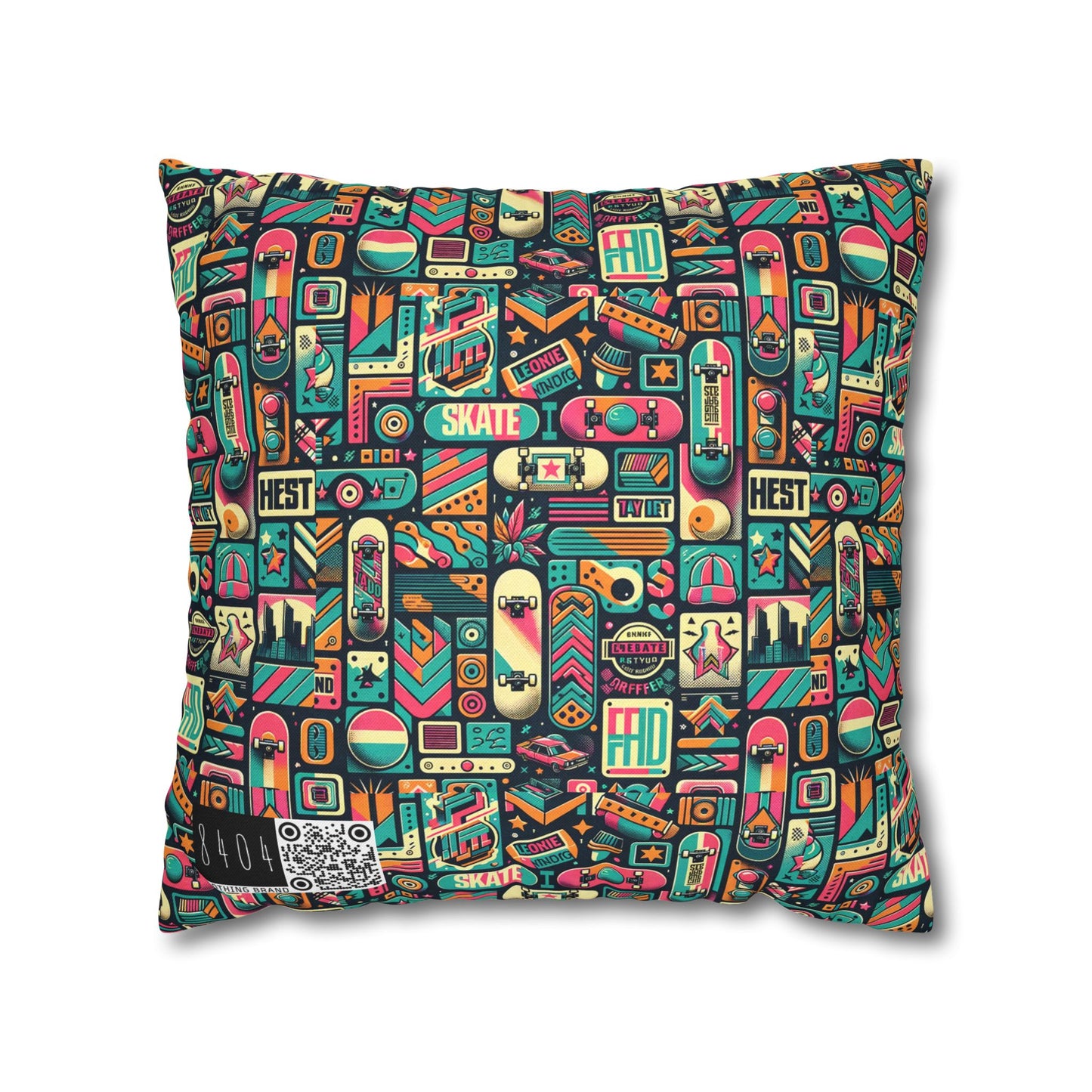 Skate Culture Revival Urban Retro Cool Spun Polyester Square Pillowcase - 8404 Design-61