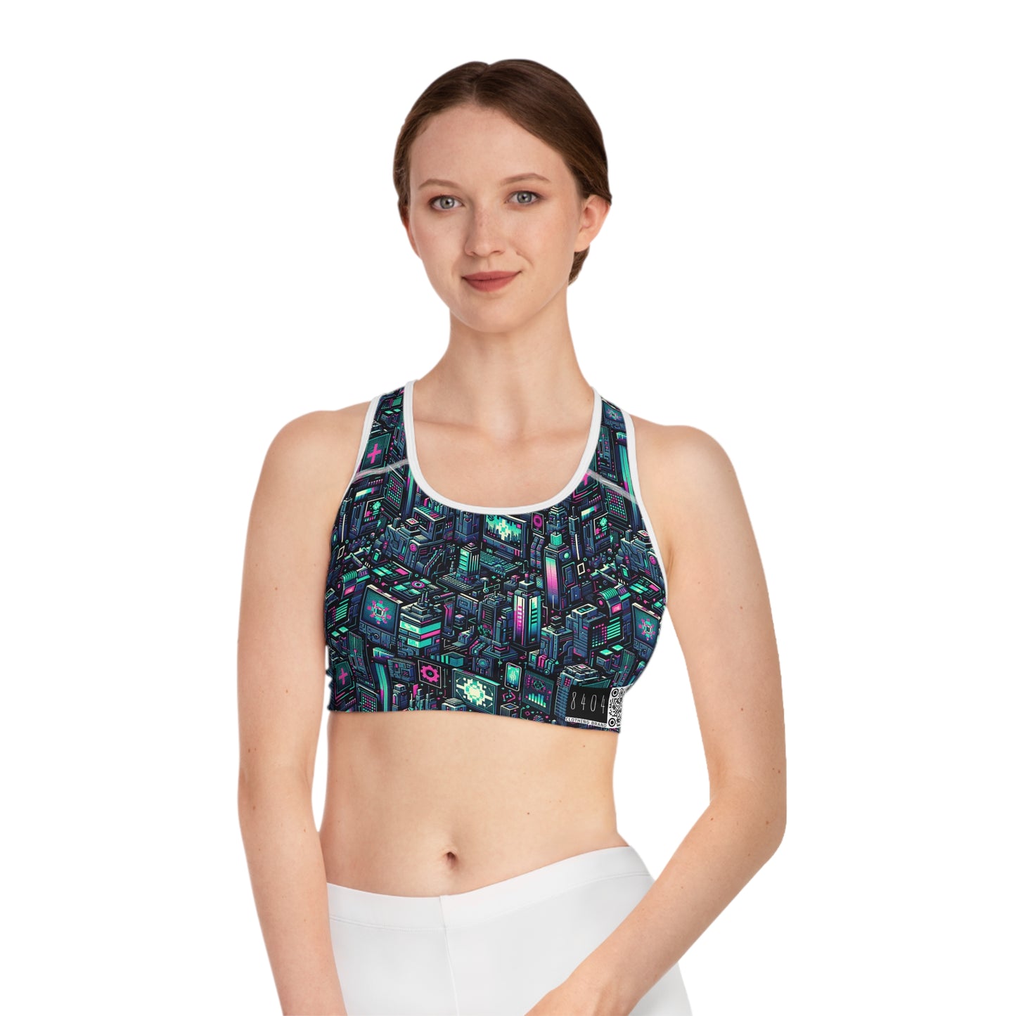 Digital Rebellion Tech-Inspired Streetwear Sports Bra - 8404 Design-58