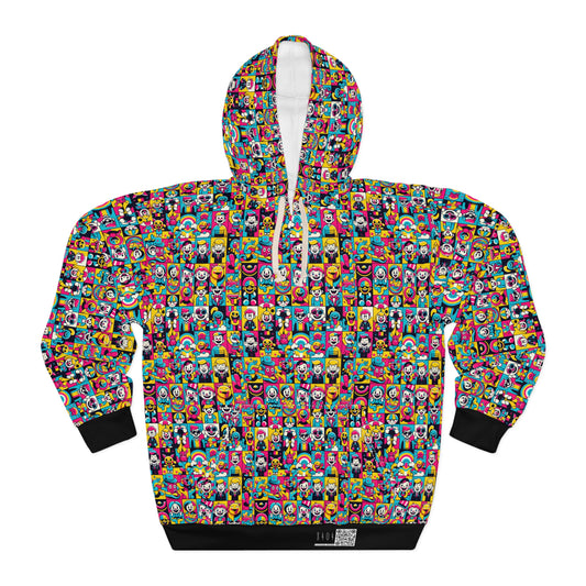 Neon Pop Playful Pop Culture Mashup Pullover Hoodie - 8404 Design-60