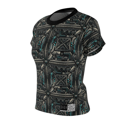 Tech Noir Futuristic Tech Aesthetic with a Dark Twist Women's Cut & Sew Tee - 8404 Design-59