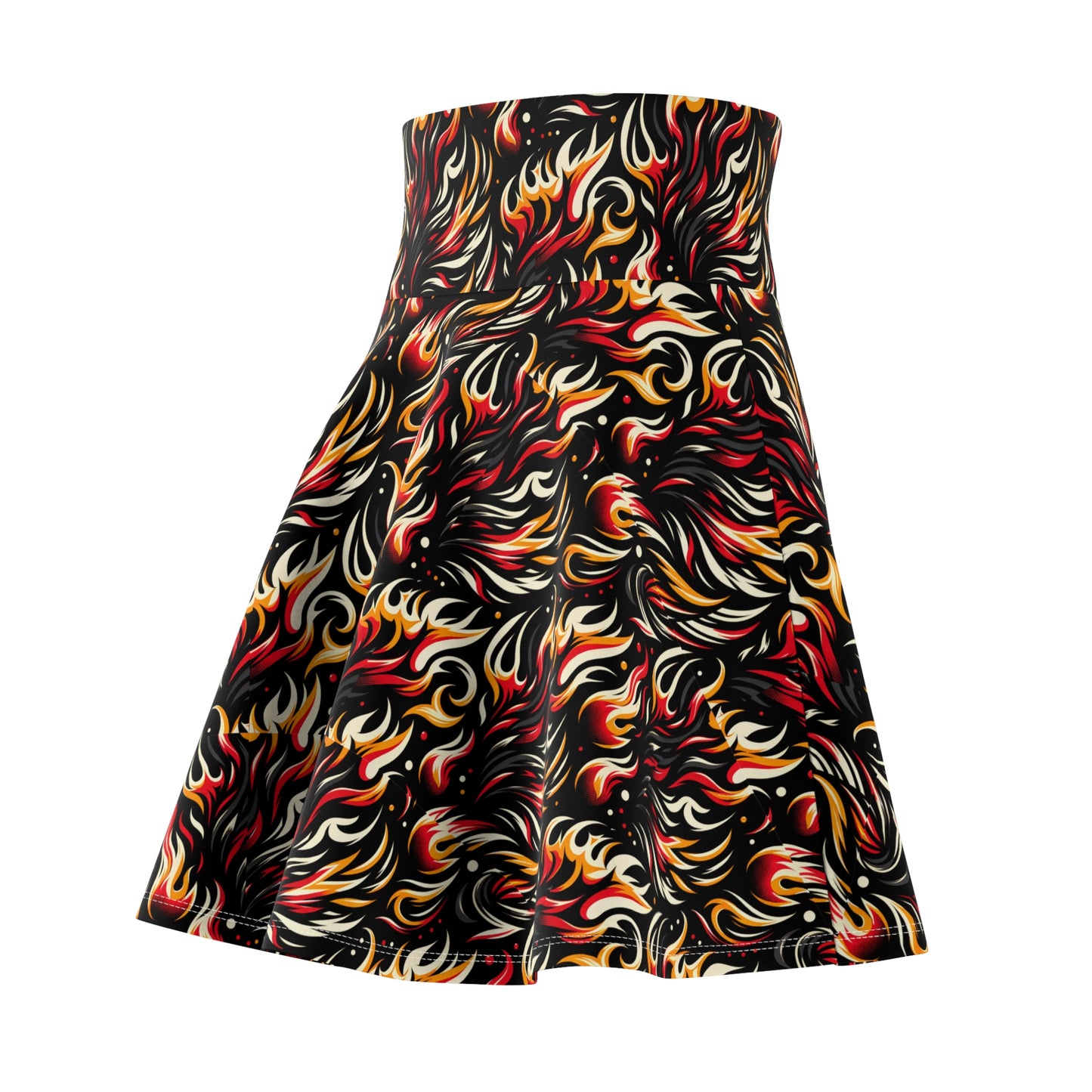 Fire & Flames Bold Streetwear Statement Women's Skater Skirt - 8404 Design-60