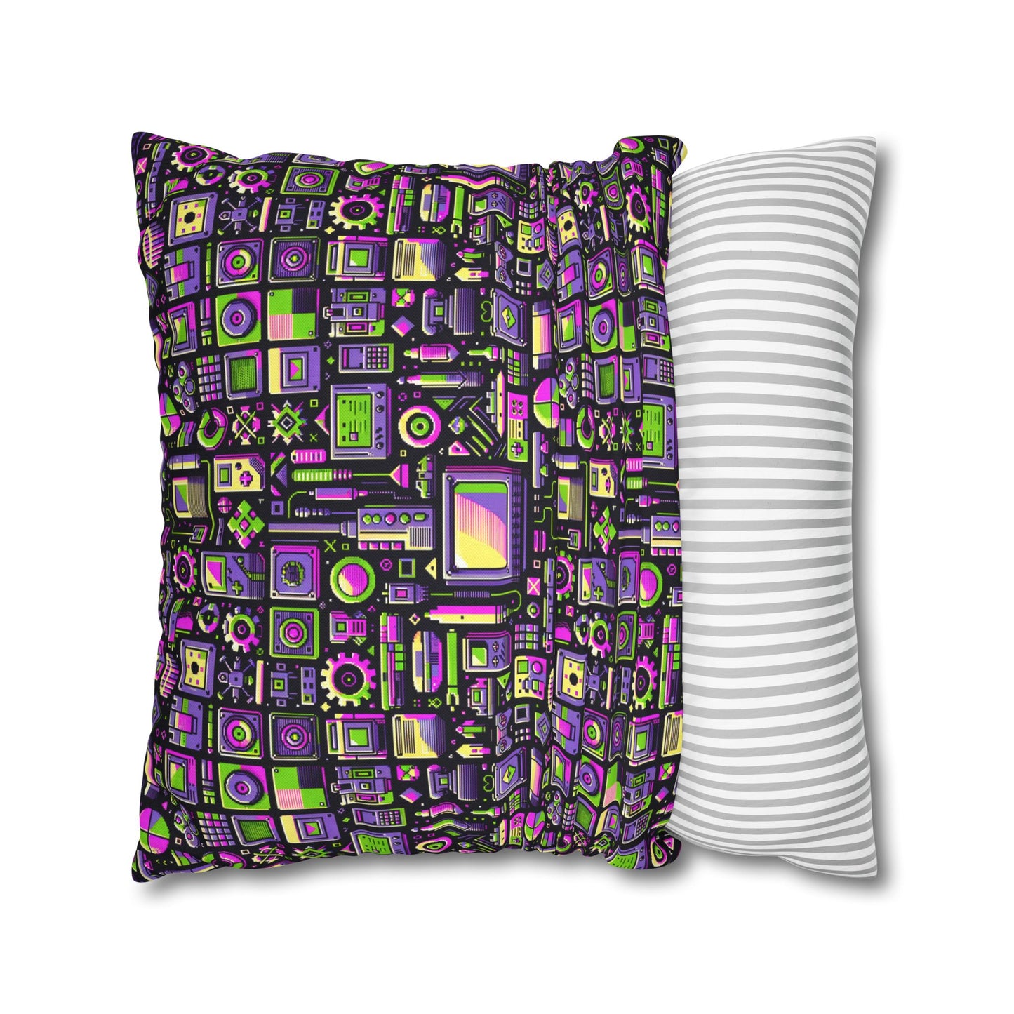 Digital Nostalgia Remix Modern Vintage Fusion Spun Polyester Square Pillowcase - 8404 Design-67