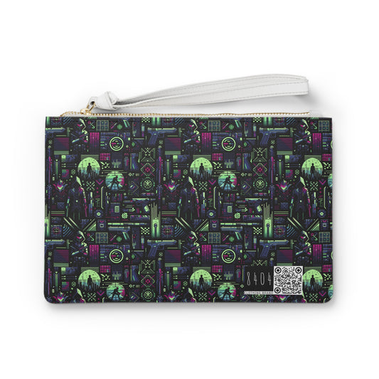 Tech Noir Futuristic Cyberpunk Clutch Bag - 8404 Design-63