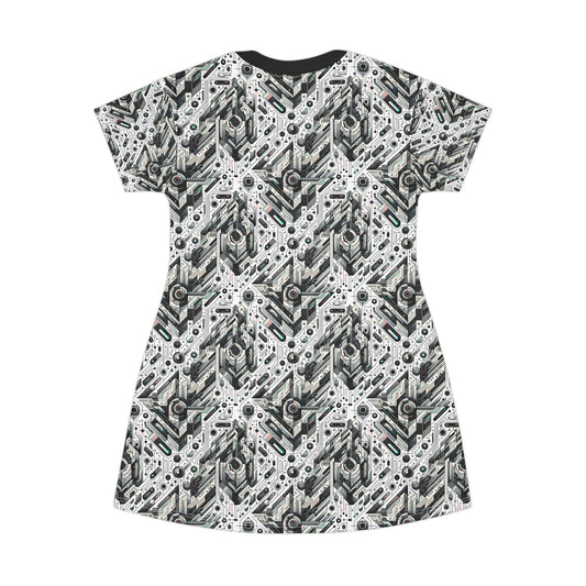 Tech-Infused Streetwear Tech-Forward Minimalism T-Shirt Dress - 8404 Design-51