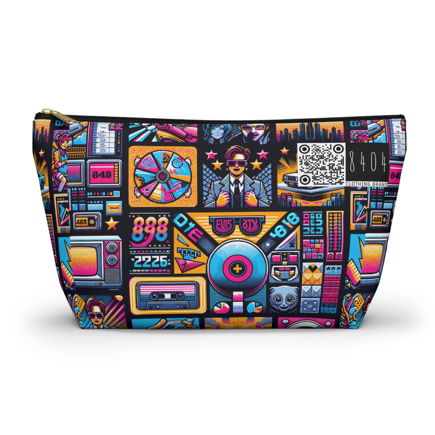 Digital Pop Culture Mashup Maximalist Pop Accessory Pouch W T-bottom - 8404 Design-52