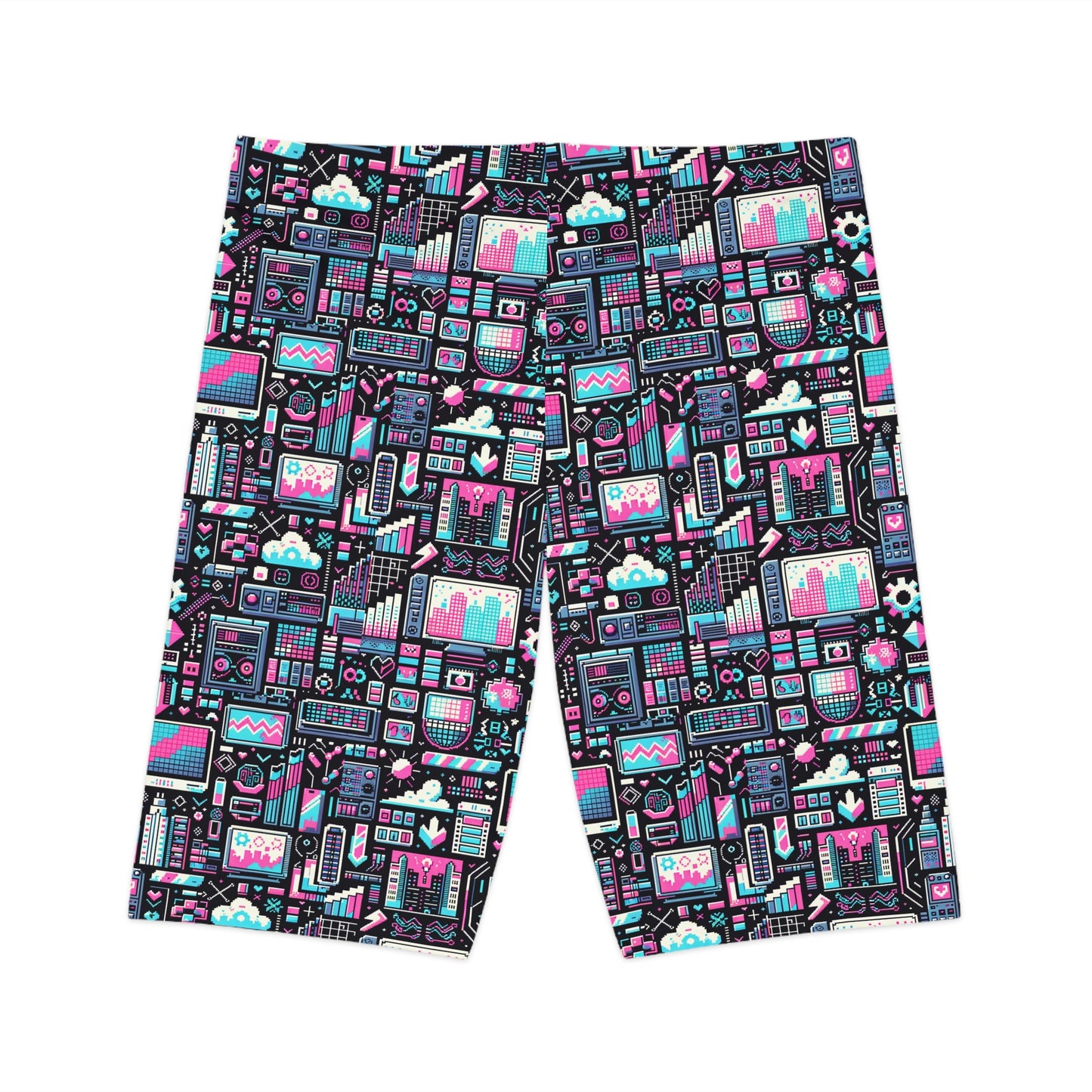 Digital Rebellion Youthful Streetwear with a Rebellious Digital Twist Women's Bike Shorts - 8404 Design-71