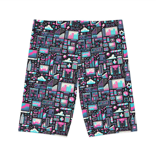 Digital Rebellion Youthful Streetwear with a Rebellious Digital Twist Women's Bike Shorts - 8404 Design-71