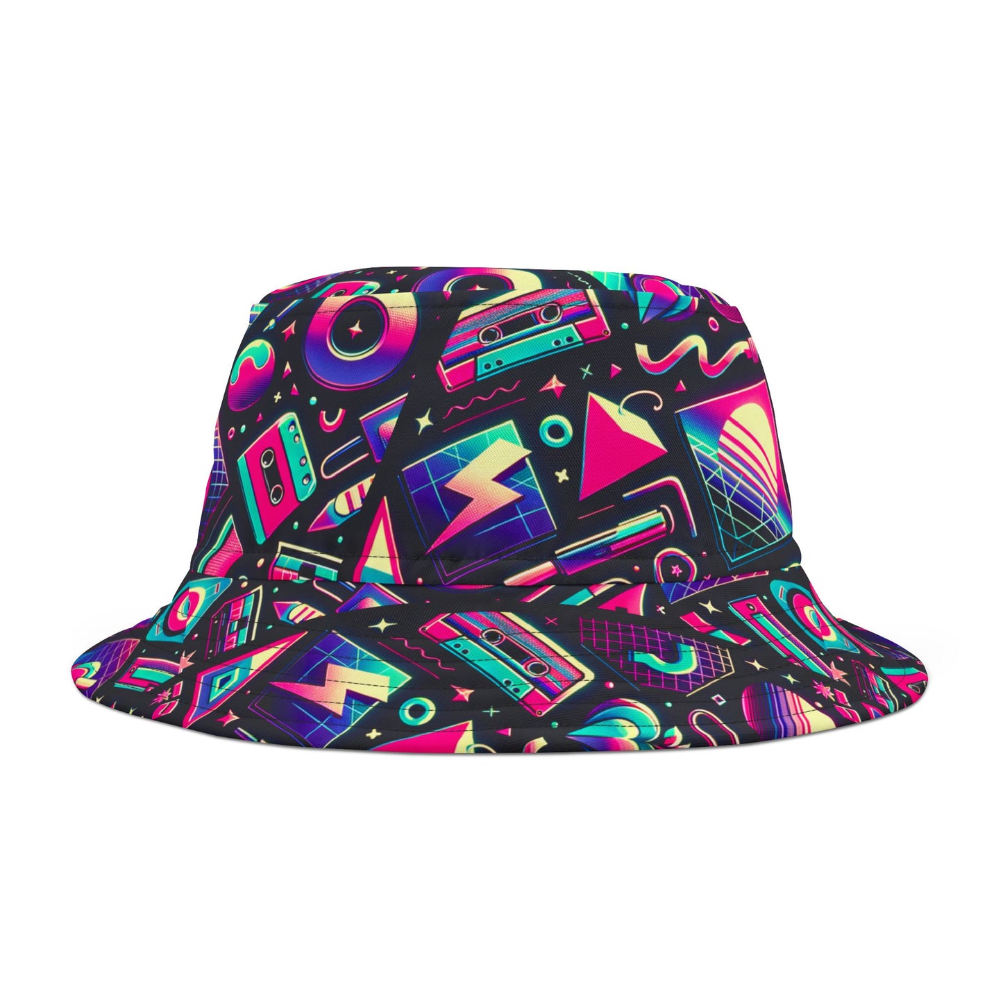 Neon Retro Revival Retro Futurism Bucket Hat - 8404 Design-61