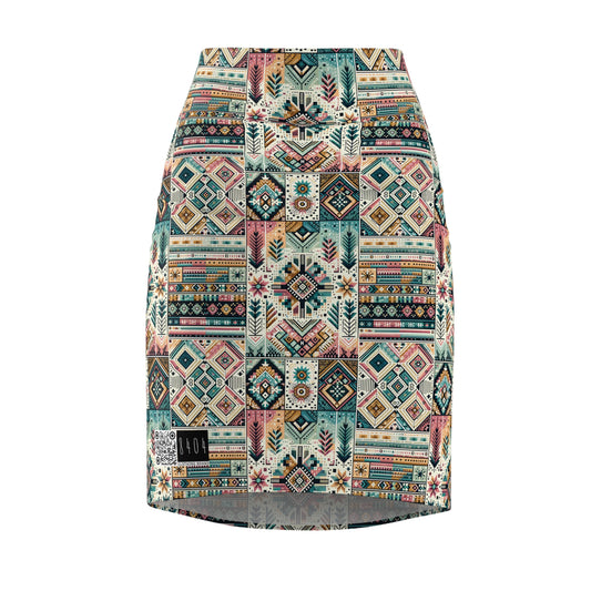 Digital Artisanal Fusion Digital Artisanal Women's Pencil Skirt - 8404 Design-49