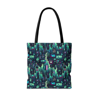 Tech Noir Graphics Futuristic Cyberpunk Tote Bag - 8404 Design-52