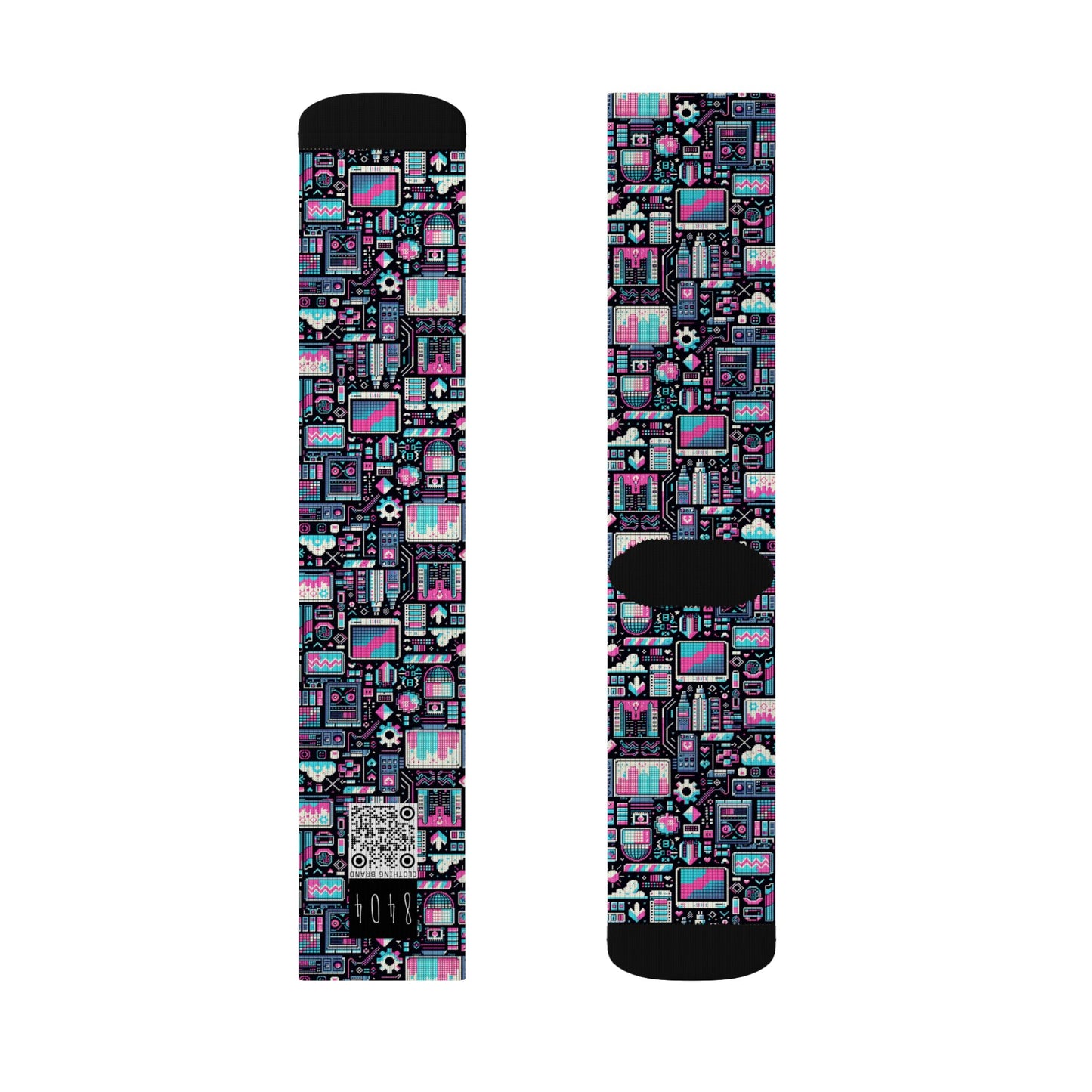 Digital Rebellion Youthful Streetwear with a Rebellious Digital Twist Sublimation Socks - 8404 Design-71