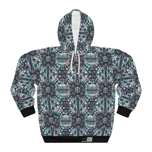 Digital Renaissance Tech-Forward Maximalism Pullover Hoodie - 8404 Design-44