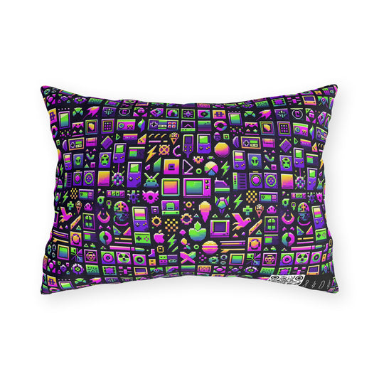Digital Nostalgia Remix Modern Vintage Fusion Outdoor Pillow - 8404 Design-49