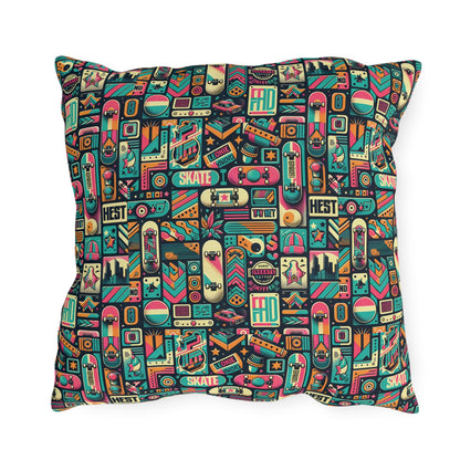 Skate Culture Revival Urban Retro Cool Outdoor Pillow - 8404 Design-61