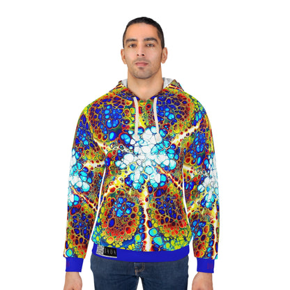 8404's Unisex Adult "fusion Flower in Blue" Fashion Pullover Hoodie