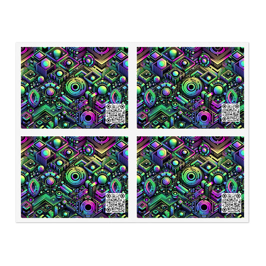 Tech-Tonal Graphics Tech-Forward Streetwear Sticker Sheets - 8404 Design-46
