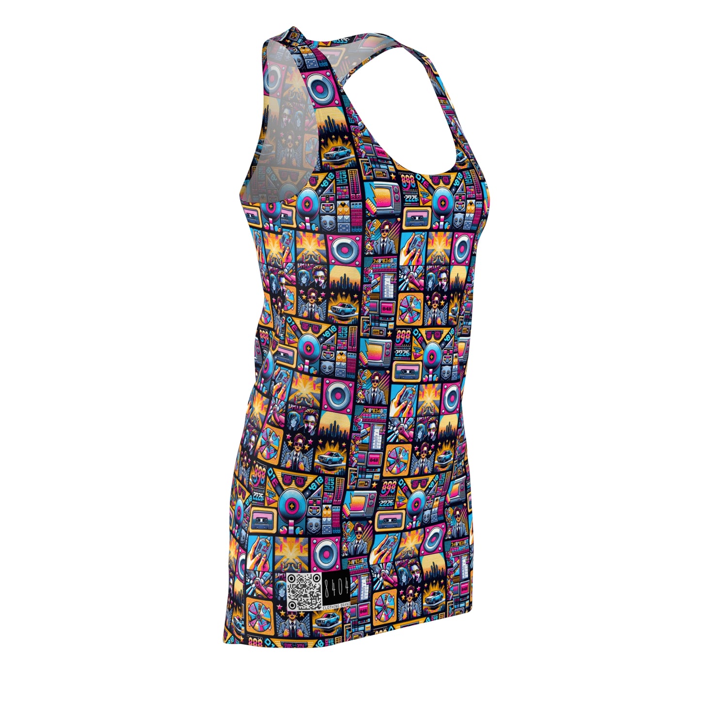 Digital Pop Culture Mashup Maximalist Pop Women's Cut & Sew Racerback Dress - 8404 Design-52