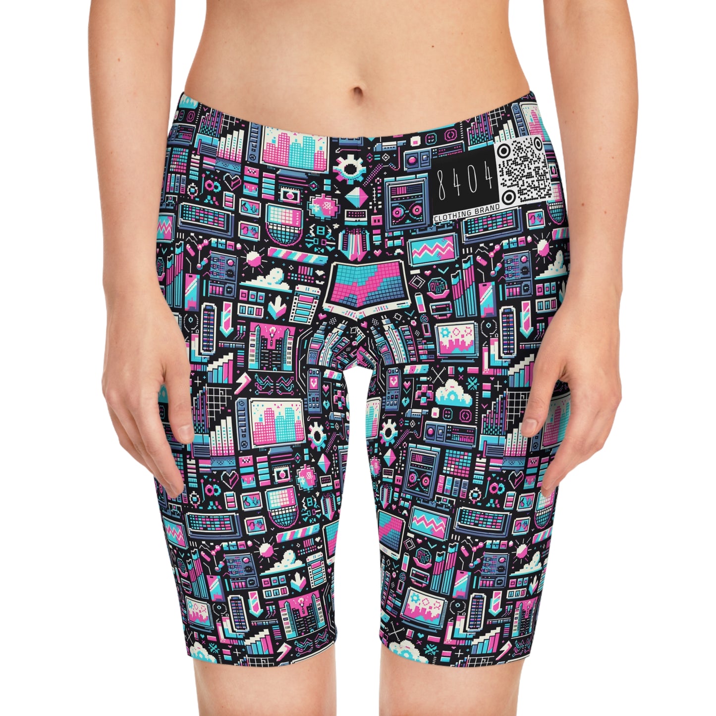 Digital Rebellion Youthful Streetwear with a Rebellious Digital Twist Women's Bike Shorts - 8404 Design-71
