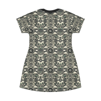 Cyber Garden Party Tech Garden Extravaganza T-Shirt Dress - 8404 Design-54