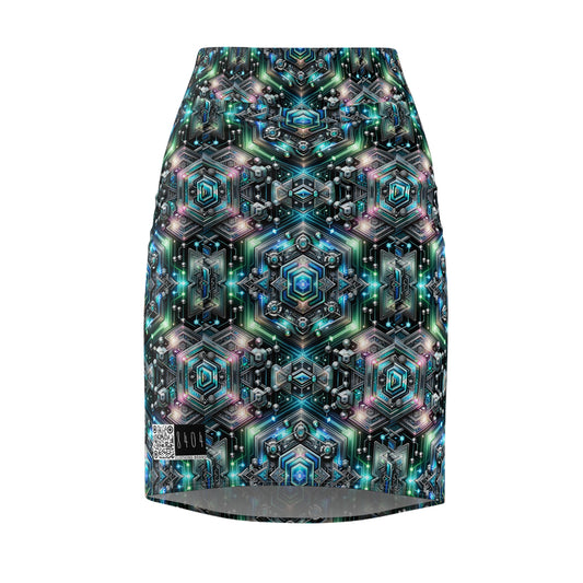 Tech-Infused Futurism Futuristic Tech Women's Pencil Skirt - 8404 Design-63