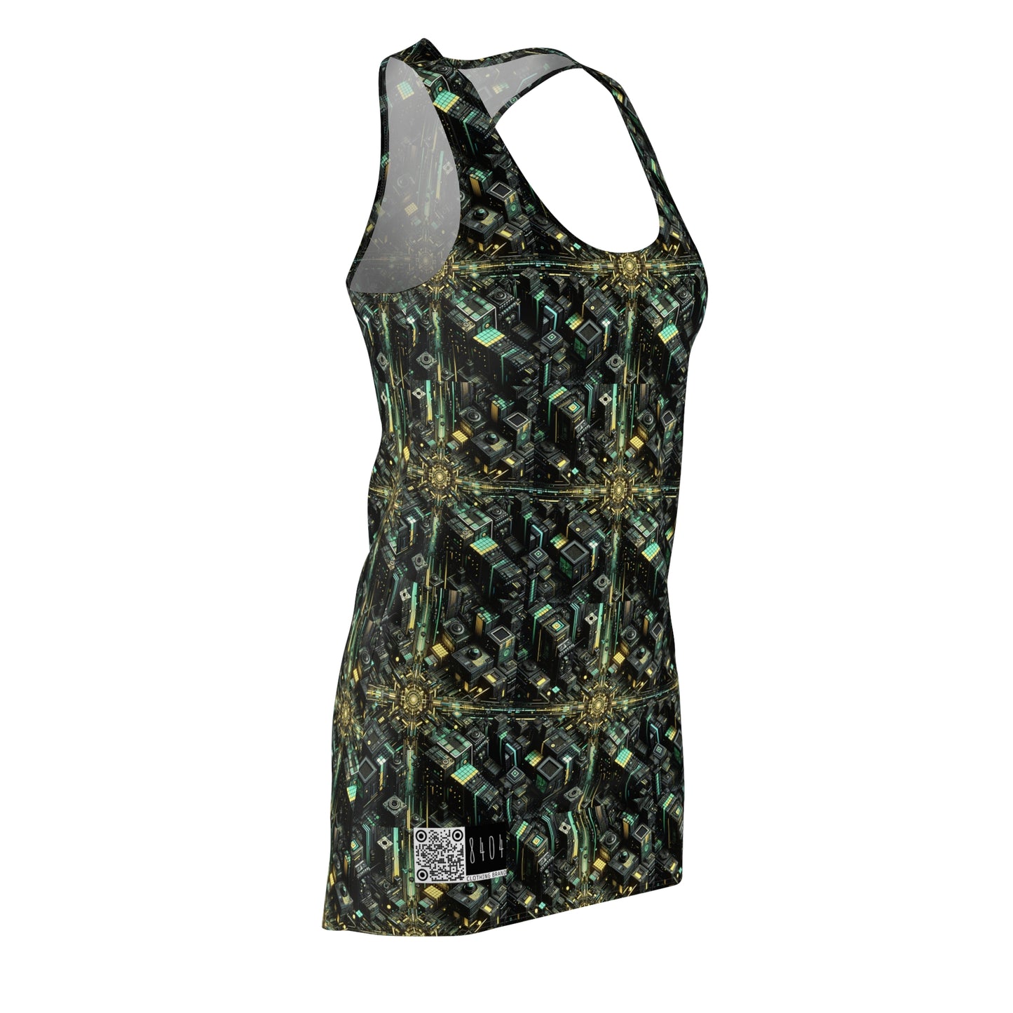 Tech Noir Graphics Tech-Inspired Streetwear Women's Cut & Sew Racerback Dress - 8404 Design-66