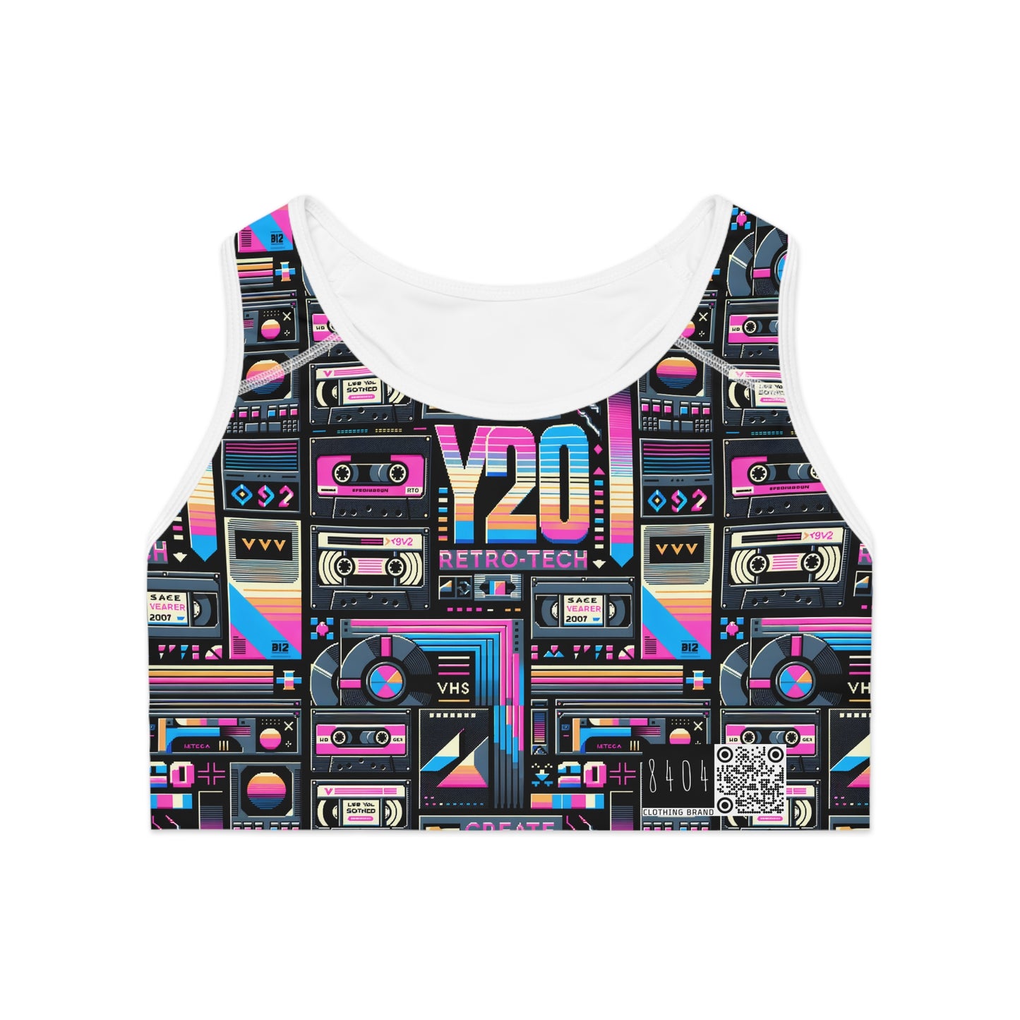 Digital Nostalgia Tech-Inspired Retro Fusion Sports Bra - 8404 Design-65