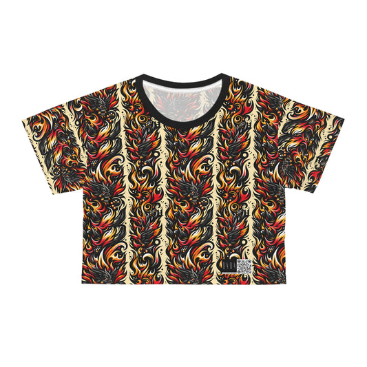 Flame Graphics Maximalist Streetwear Crop Tee - 8404 Design-65