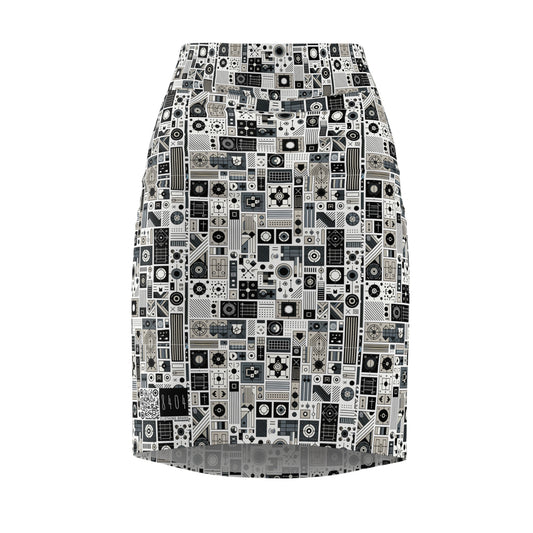 Digital Minimalism Minimalist Tech Women's Pencil Skirt - 8404 Design-45