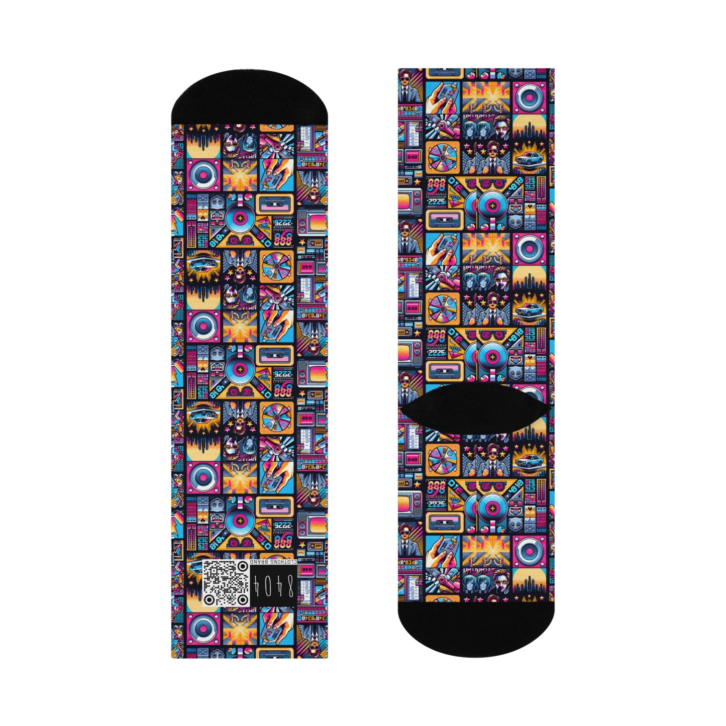 Digital Pop Culture Mashup Maximalist Pop Cushioned Crew Socks - 8404 Design-52