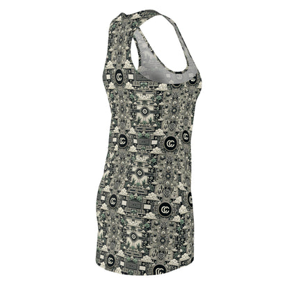 Cyber Garden Party Tech Garden Extravaganza Women's Cut & Sew Racerback Dress - 8404 Design-54