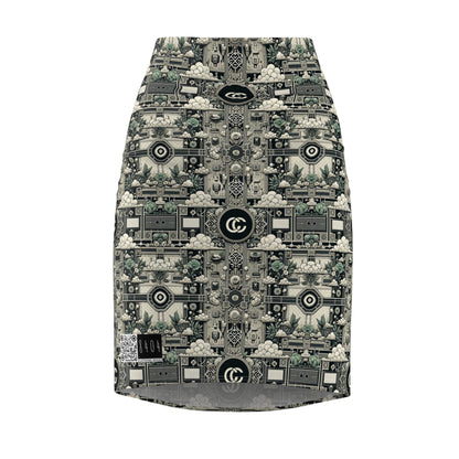 Cyber Garden Party Tech Garden Extravaganza Women's Pencil Skirt - 8404 Design-54