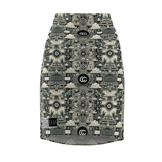 Cyber Garden Party Tech Garden Extravaganza Women's Pencil Skirt - 8404 Design-54