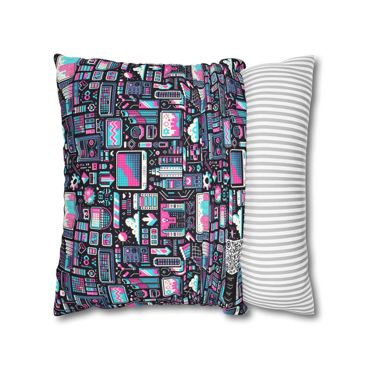Digital Rebellion Youthful Streetwear with a Rebellious Digital Twist Spun Polyester Square Pillowcase - 8404 Design-71