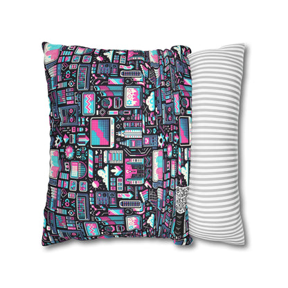 Digital Rebellion Youthful Streetwear with a Rebellious Digital Twist Spun Polyester Square Pillowcase - 8404 Design-71