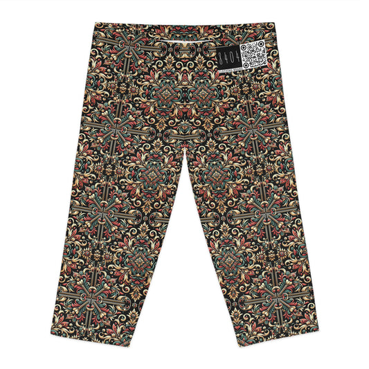 Streetwear Renaissance Artistic Clash of Old and New Women's Capri Leggings - 8404 Design-46