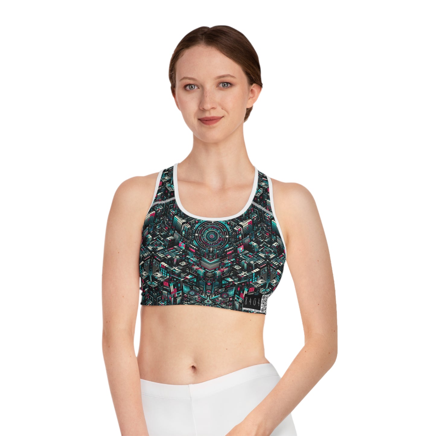 Digital Rebellion Tech-Inspired Streetwear Sports Bra - 8404 Design-54