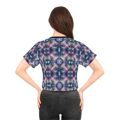 Iridescent Tech Fusion Tech-Forward Streetwear Crop Tee - 8404 Design-61