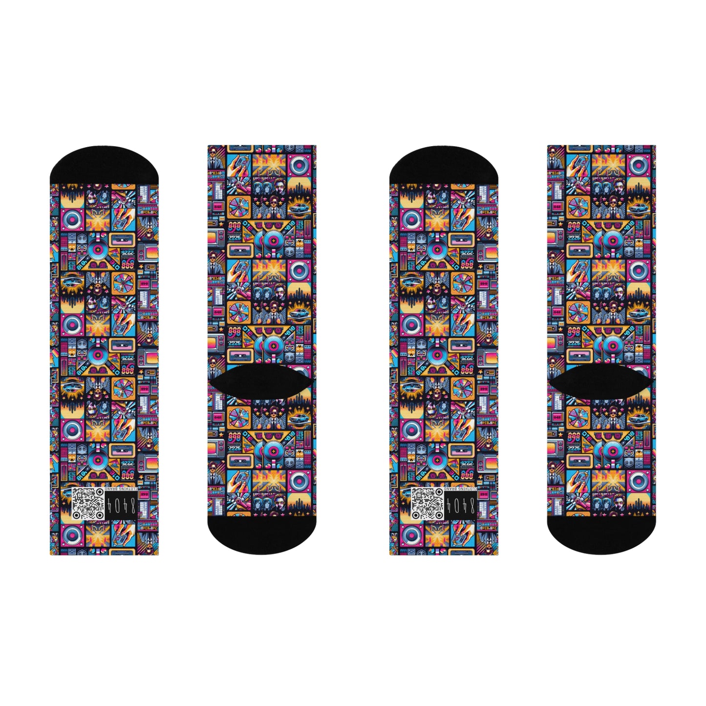 Digital Pop Culture Mashup Maximalist Pop Cushioned Crew Socks - 8404 Design-52