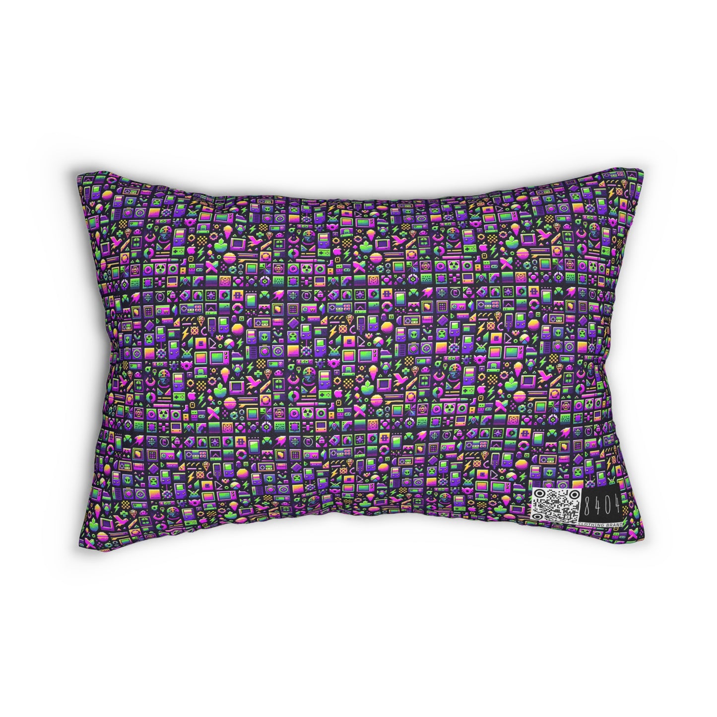 Digital Nostalgia Remix Modern Vintage Fusion Spun Polyester Lumbar Pillow - 8404 Design-49 S